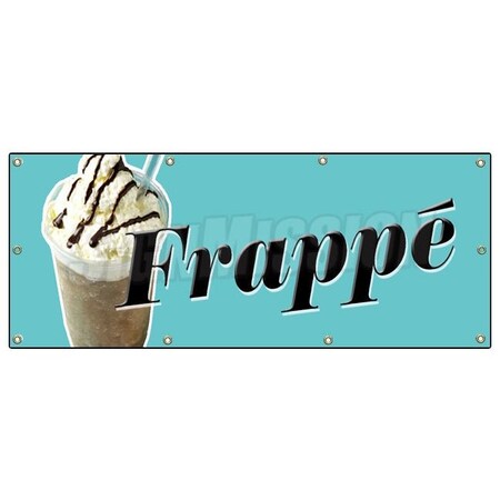 Signmission FRAPPE BANNER SIGN greek iced coffee cart cold signs drinks brewed B-96 Frappe